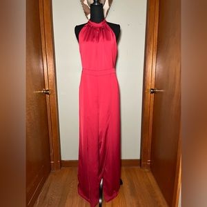 Red Forest Lily Jumpsuit with Split Leg